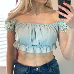 Tobi Teal Crop Top